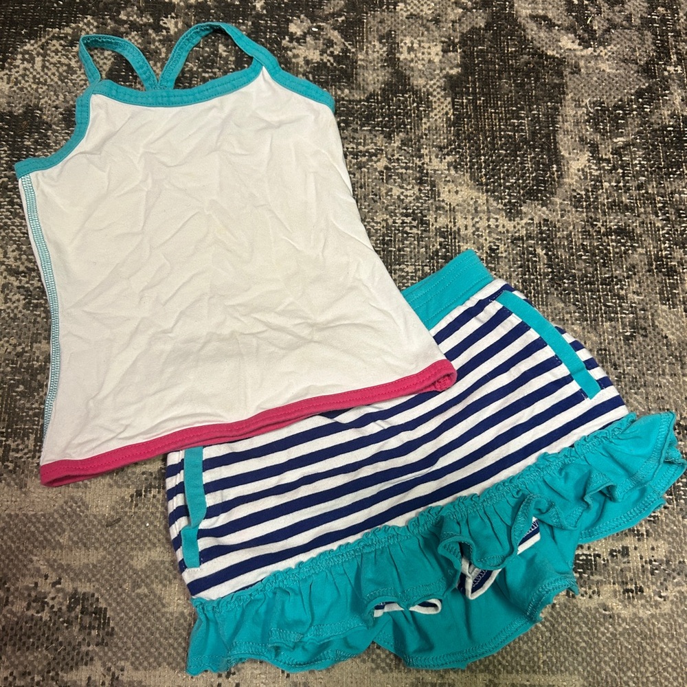 Garnet Hill Cotton Tank Top and Striped Ruffle Skort
